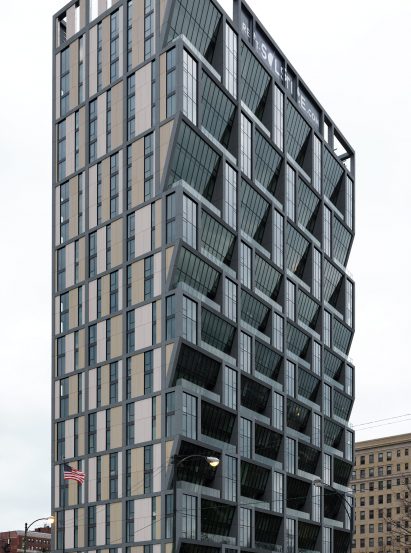 Rieder Group concrete cladding on Solstice on the Park by Studio Gang