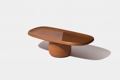 Italian designer Simone Bonanni designed the Hana armchair and Obon tables for Dutch brand Moooi