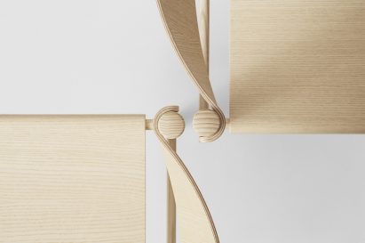 Veneer seat and backrest "drape" over frame of Thomas Bentzen's Soft Chair