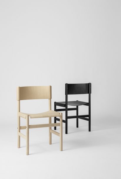 Veneer seat and backrest "drape" over frame of Thomas Bentzen's Soft Chair