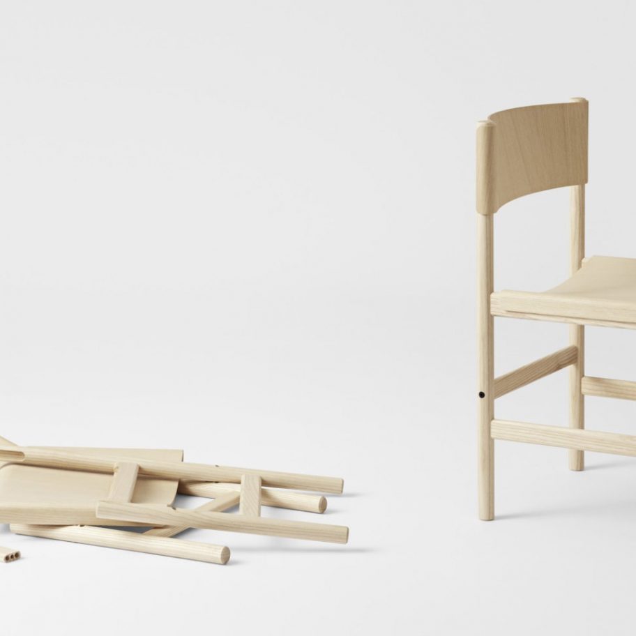 Veneer seat and backrest "drape" over frame of Thomas Bentzen's Soft Chair