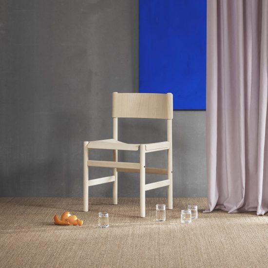 Veneer seat and backrest "drape" over frame of Thomas Bentzen's Soft Chair
