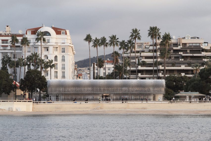BBC Studios pavilion by Universal Design Studio and Giles Miller Studio at MIPCOM trade show in Cannes