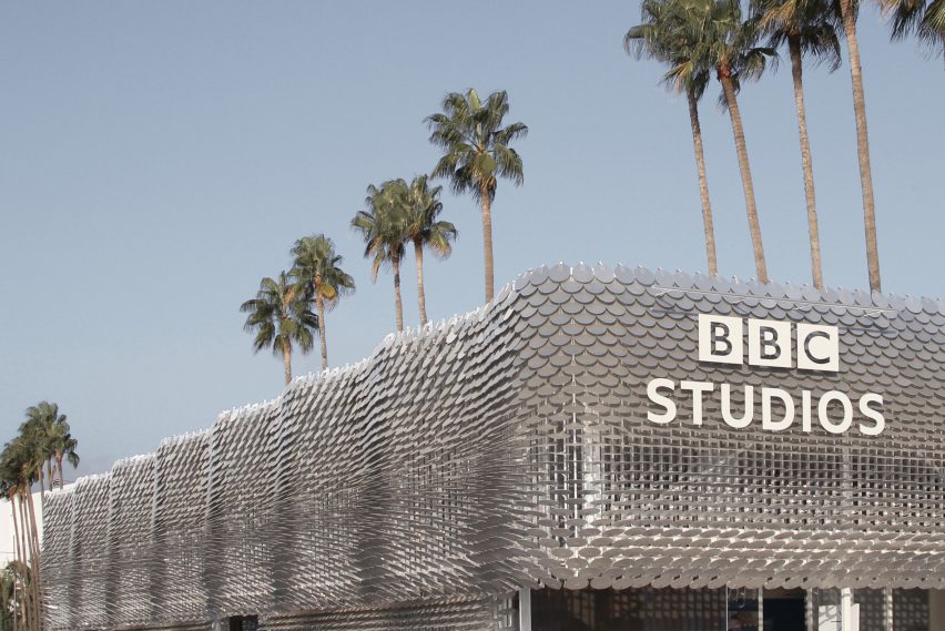 BBC Studios pavilion by Universal Design Studio and Giles Miller Studio at MIPCOM trade show in Cannes