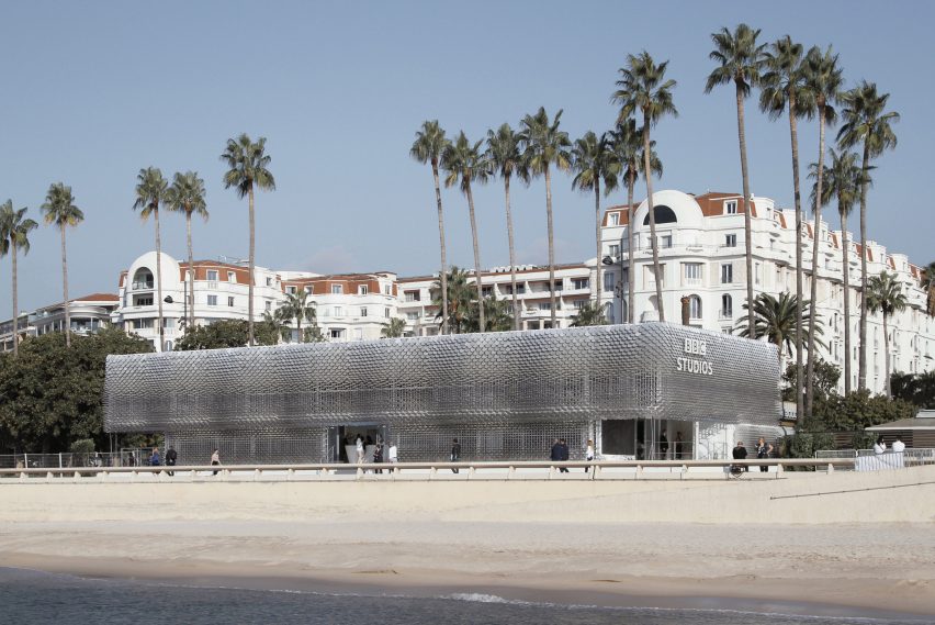 BBC Studios pavilion by Universal Design Studio and Giles Miller Studio at MIPCOM trade show in Cannes