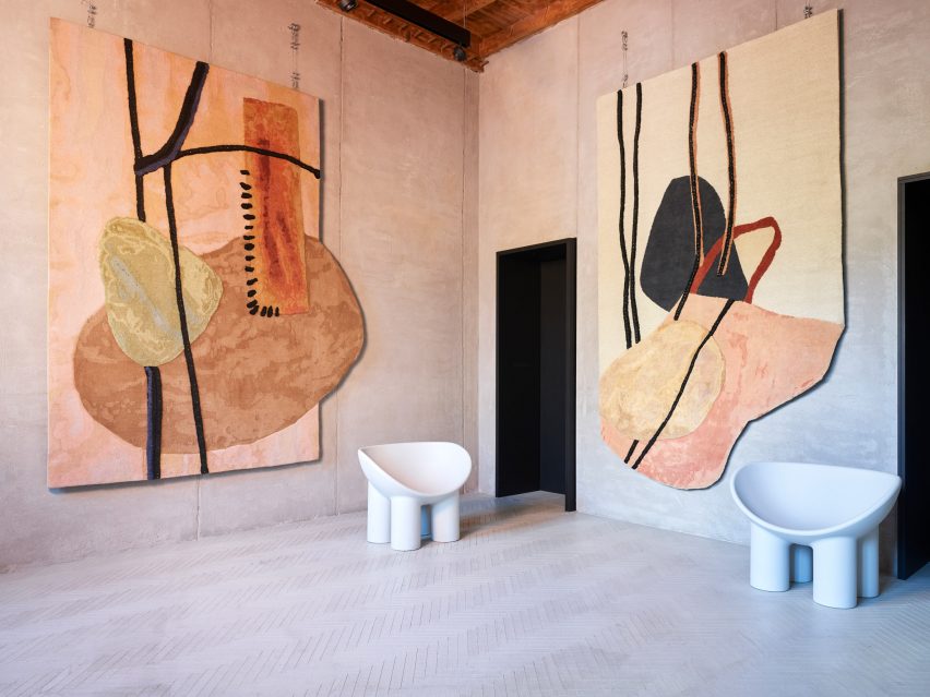 Doodles rug collection by Faye Toogood, inside Cc-tapis Milan showroom