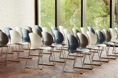 Oki Sato at Nendo designs recyclable chair for Fritz Hansen