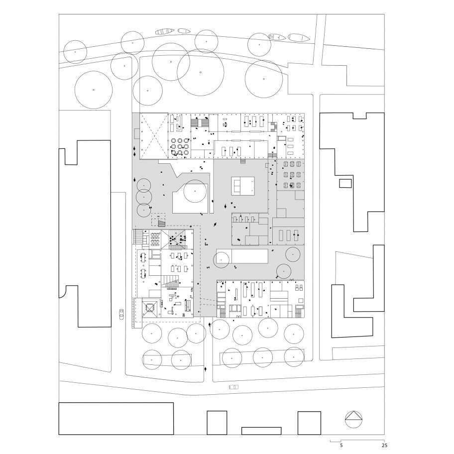 Campus ground floor plan of Gerrit Rietveld Academy by Studio Paulien Bremmer and Hootsmans Architecten