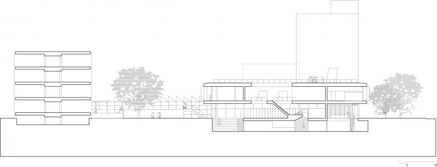 Longitudinal section of Gerrit Rietveld Academy by Studio Paulien Bremmer and Hootsmans Architecten