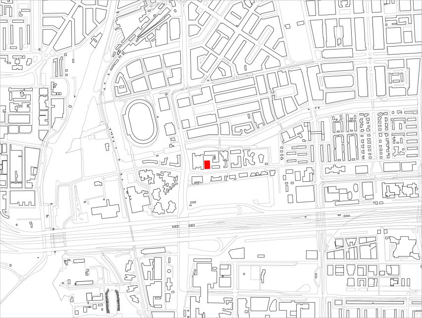 Site plan of Gerrit Rietveld Academy by Studio Paulien Bremmer and Hootsmans Architecten