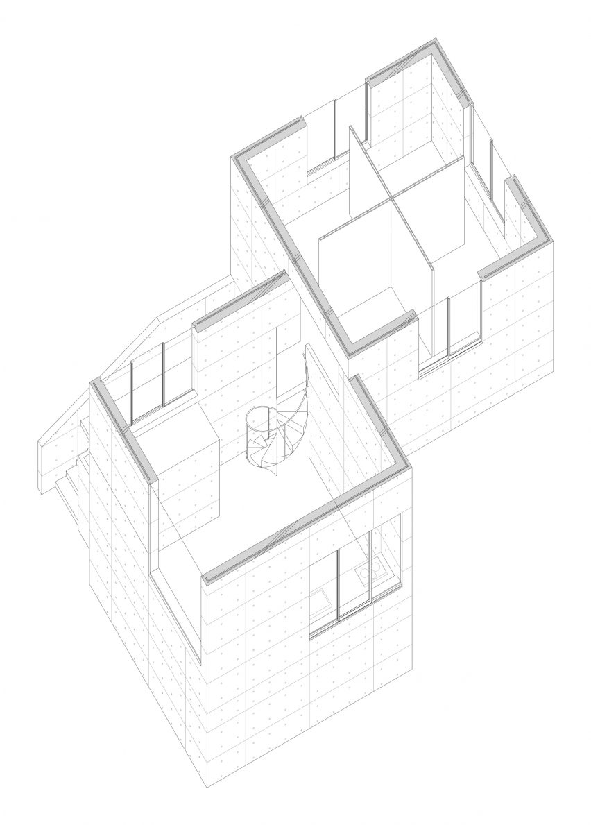 Axonometric of House in Ashiya by Kazunori Fujimoto Architects & Associates