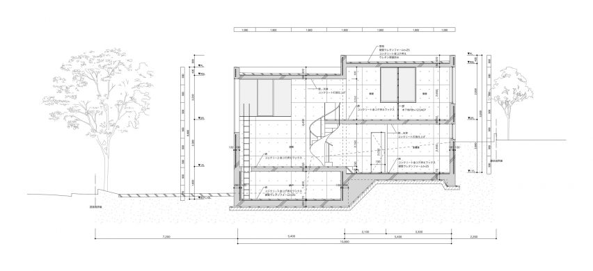 Section of House in Ashiya by Kazunori Fujimoto Architects & Associates