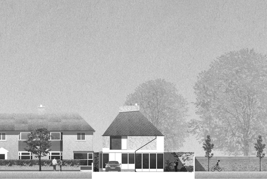 Front elevation of House in a Garden by David Leech Architects