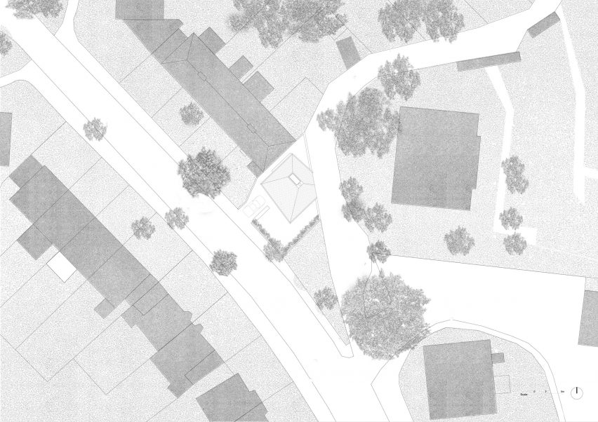 Site plan of House in a Garden by David Leech Architects