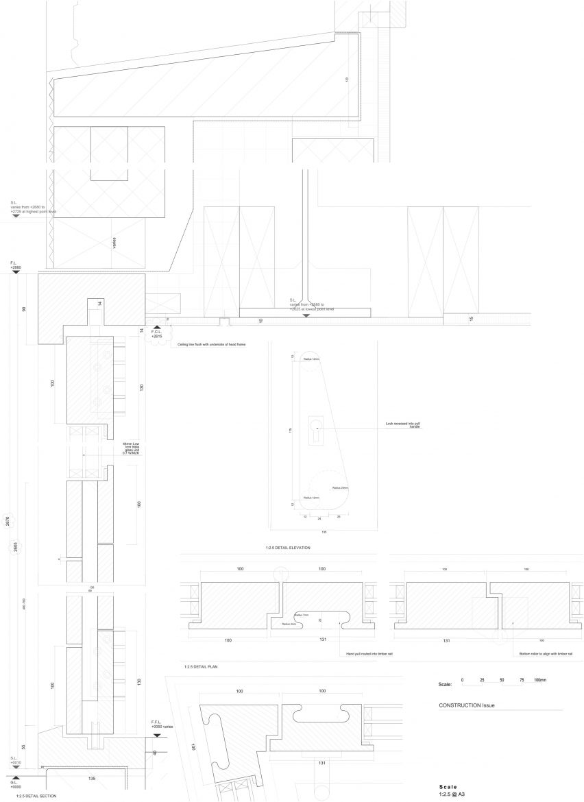 Window detail drawings of House in a Garden by David Leech Architects