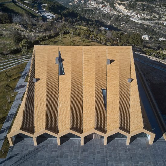 House of Many Vaults “kneels down” towards shrine in Lebanese mountains