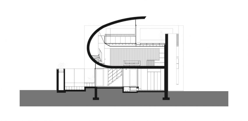 Longitudinal section of K House by ArchitectsTM