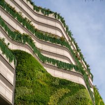 Green wall cascades down K11 Musea shopping centre in Hong Kong
