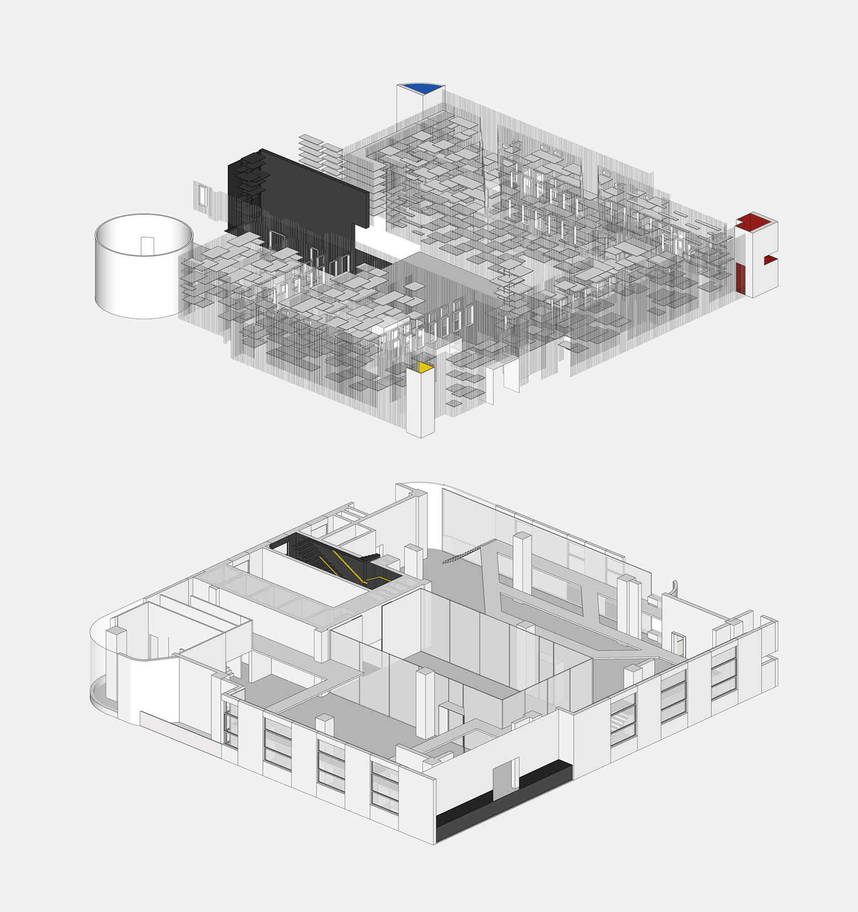Exploded axonometric diagram of The Last Redoubt: first architectural model museum by Wutopia Lab