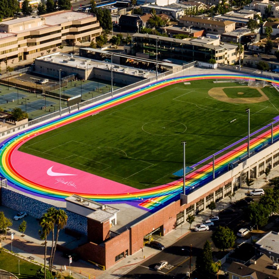 Nike paints Los Angeles running track in pride flag colours