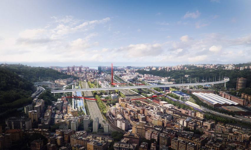 Polcevera Park and The Red Circle masterplan for Genoa by Stefano Boeri Architetti with Metrogramma Milano and Inside Outside
