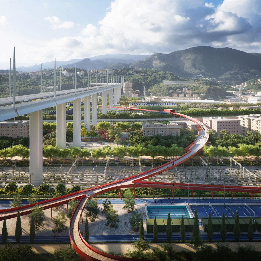 Polcevera Park and The Red Circle masterplan for Genoa by Stefano Boeri Architetti with Metrogramma Milano and Inside Outside