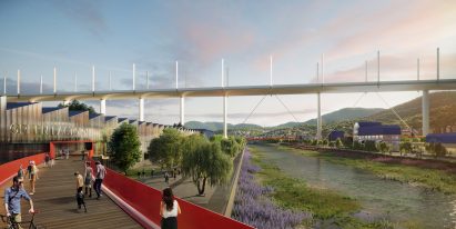 Polcevera Park and The Red Circle masterplan for under the Genoa bridge by Stefano Boeri Architetti with Metrogramma Milano and Inside Outside