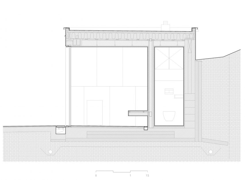 Technical detail section of Sauna R by Matteo Foresti