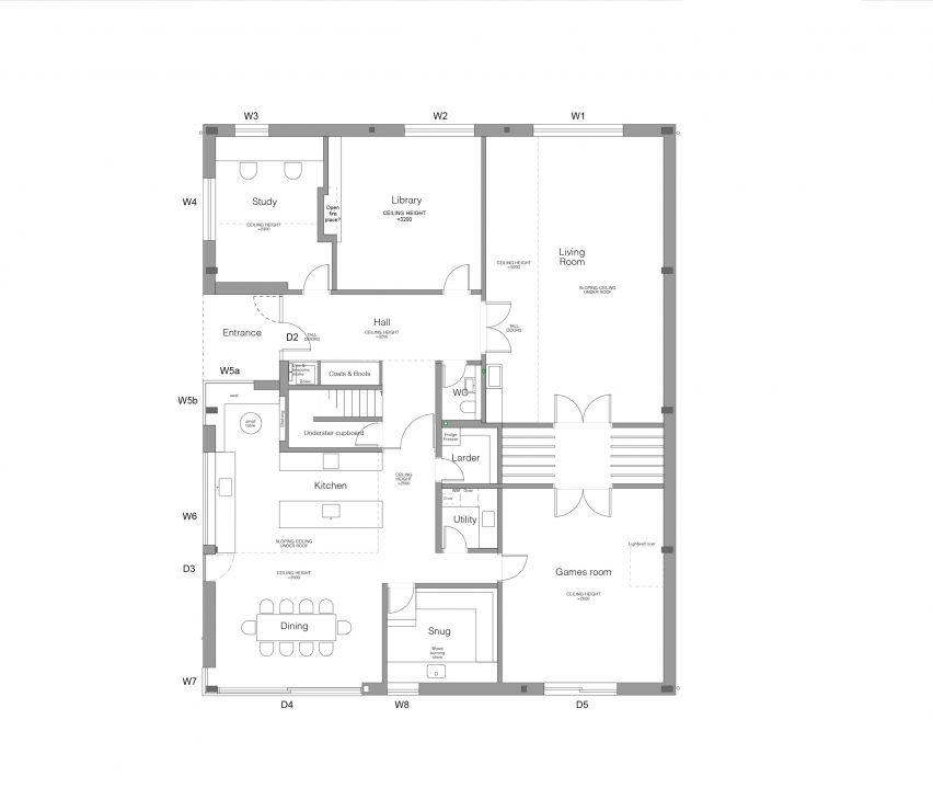 Ground floor plan of The Tractor Shed by HeathWalker Studio