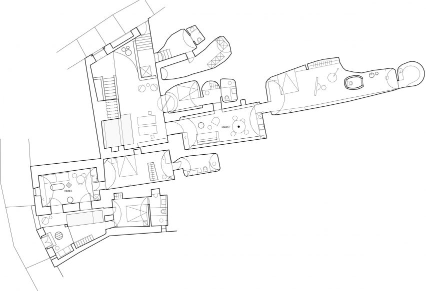 Ground floor plan of Two holiday residences in Fira by Kapsimalis Architects