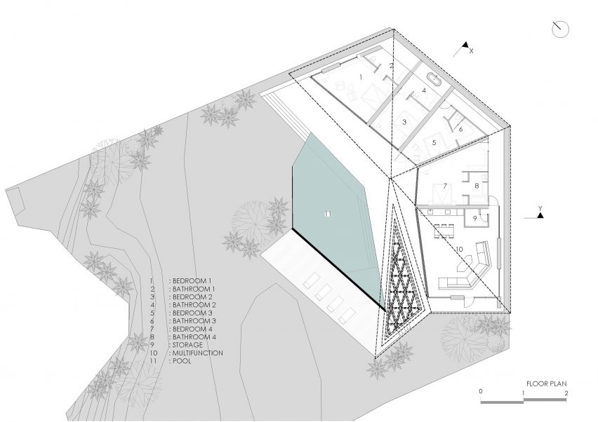 Uluwatu Surf Villas floor plans and sections by Alexis Dournier