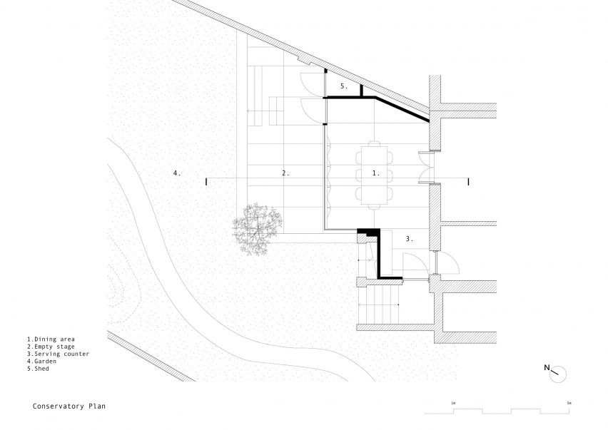 Conservatory plan of Wooden Roof by Tsurata Architects