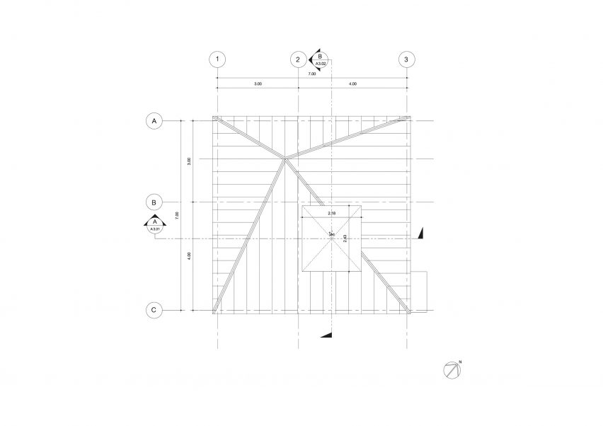 Roof plan of Self-designed ASWA Studio by ASWA