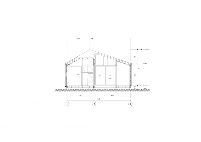 Section A-A of Self-designed ASWA Studio by ASWA