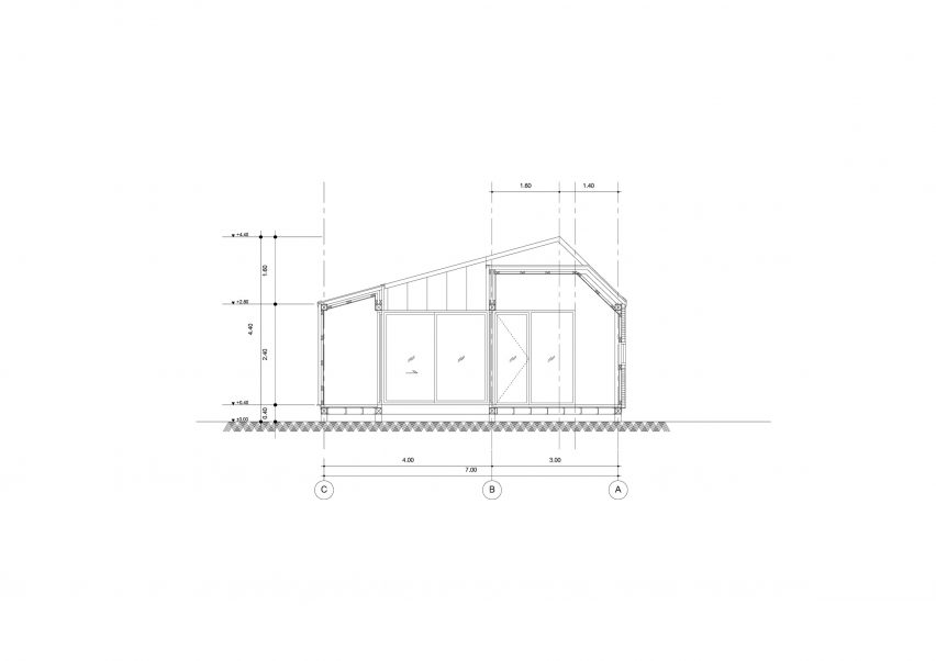 Section B-B of Self-designed ASWA Studio by ASWA