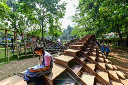 Bookworm pavilion by Nudes in Mumbai, India