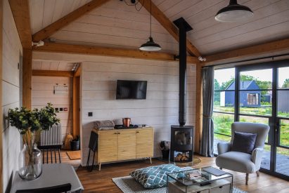 Cabü cabins by the sea in Dymchurch, Kent, England