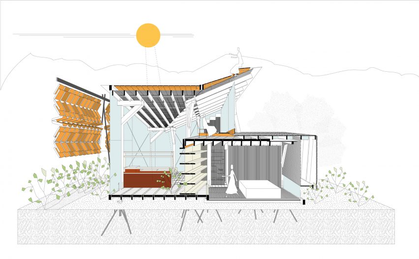 Casa de las Tejas Voladoras by Daniel Moreno Flores Section