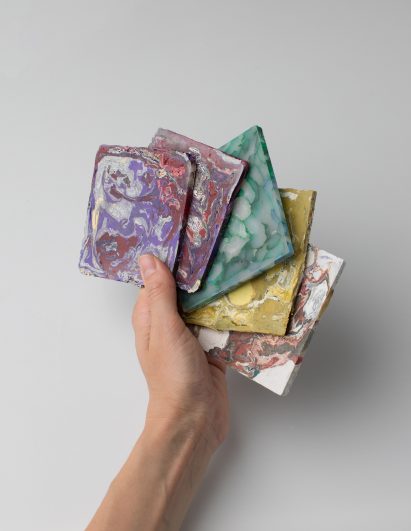 Enis Akiev makes marbled tiles from post-consumer plastic waste