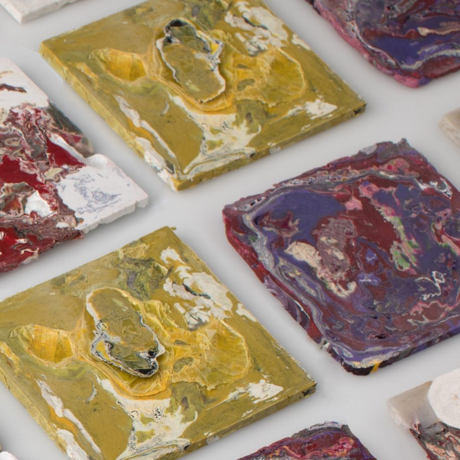Enis Akiev makes marbled tiles from post-consumer plastic waste