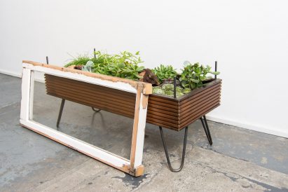 Hackney Botanical makes plant-filled tables from reclaimed window frames