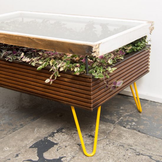 Hackney Botanical makes plant-filled tables from reclaimed window frames