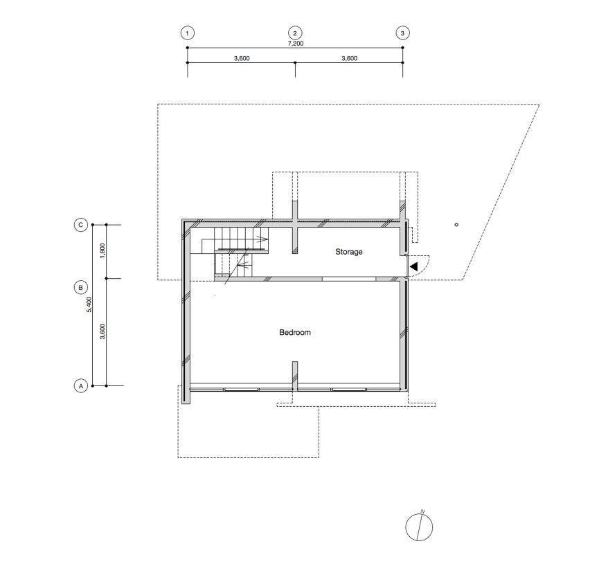 Ground floor plan of House in Ajina by Kazunori Fujimoto Architects & Associates