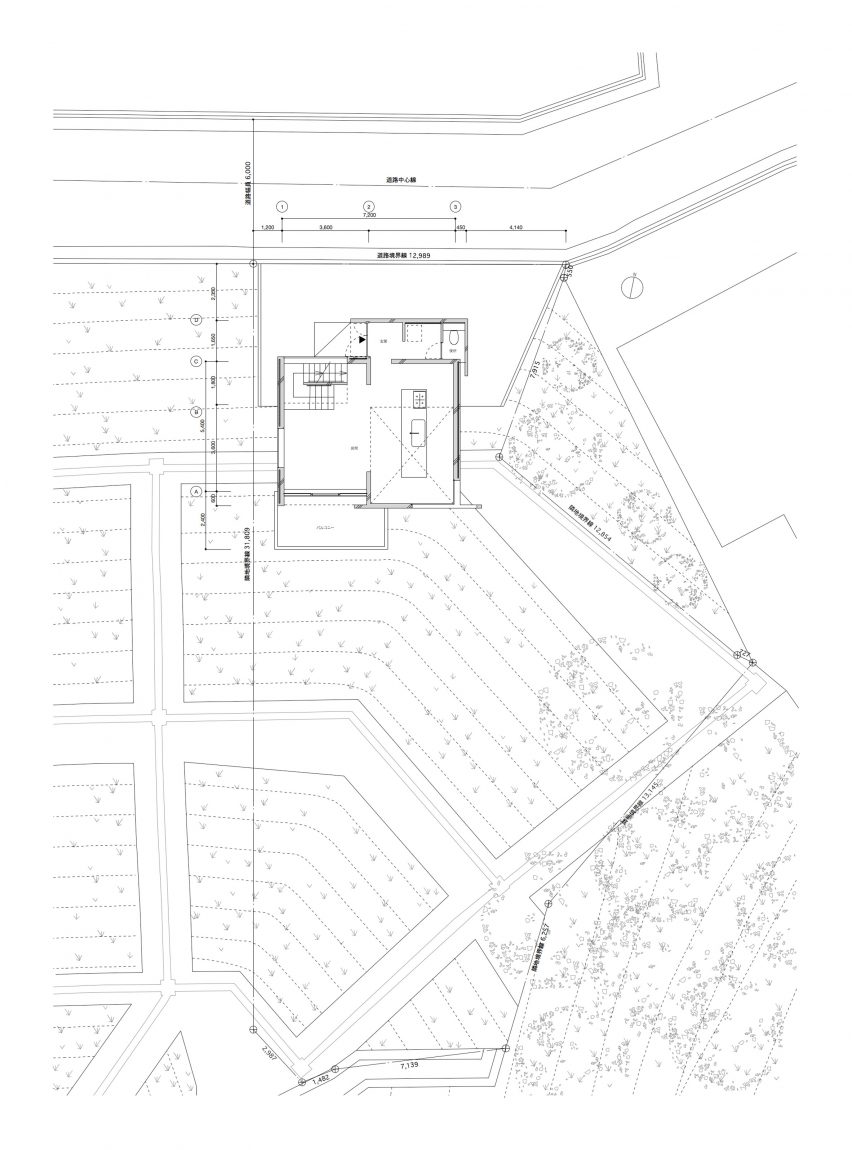 Site plan of House in Ajina by Kazunori Fujimoto Architects & Associates