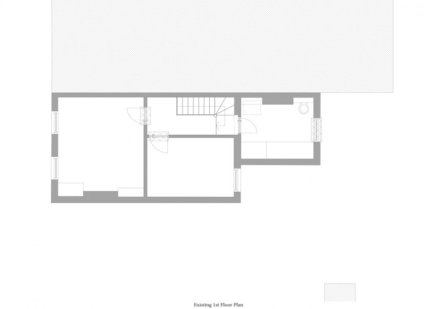Existing first floor plan of House for Four London house extension by Harry Thomson of Studioshaw