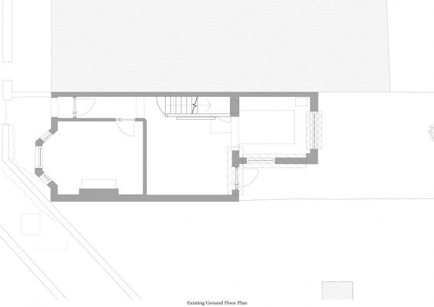Existing ground floor plan of House for Four London house extension by Harry Thomson of Studioshaw