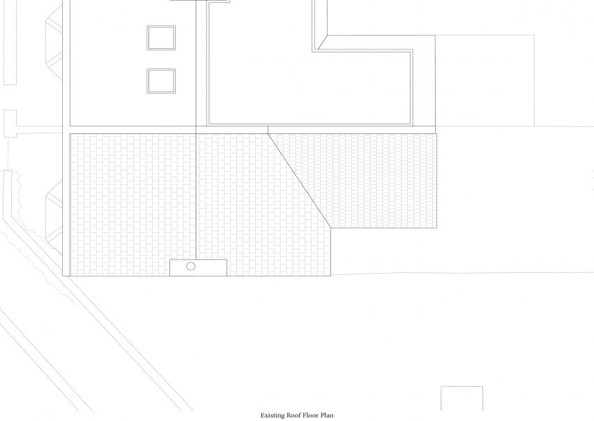Existing roof plan of House for Four London house extension by Harry Thomson of Studioshaw