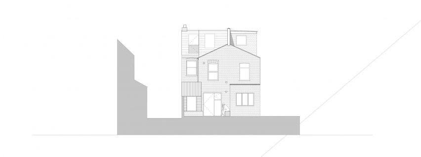 Proposed elevation B of House for Four London house extension by Harry Thomson of Studioshaw