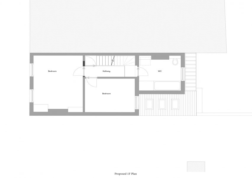 Proposed first floor plan of House for Four London house extension by Harry Thomson of Studioshaw