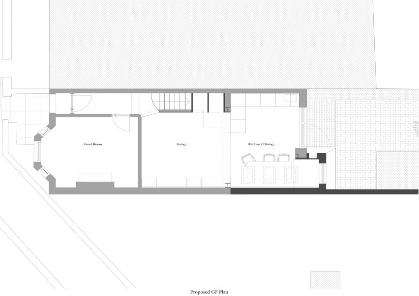 Proposed ground floor plan of House for Four London house extension by Harry Thomson of Studioshaw